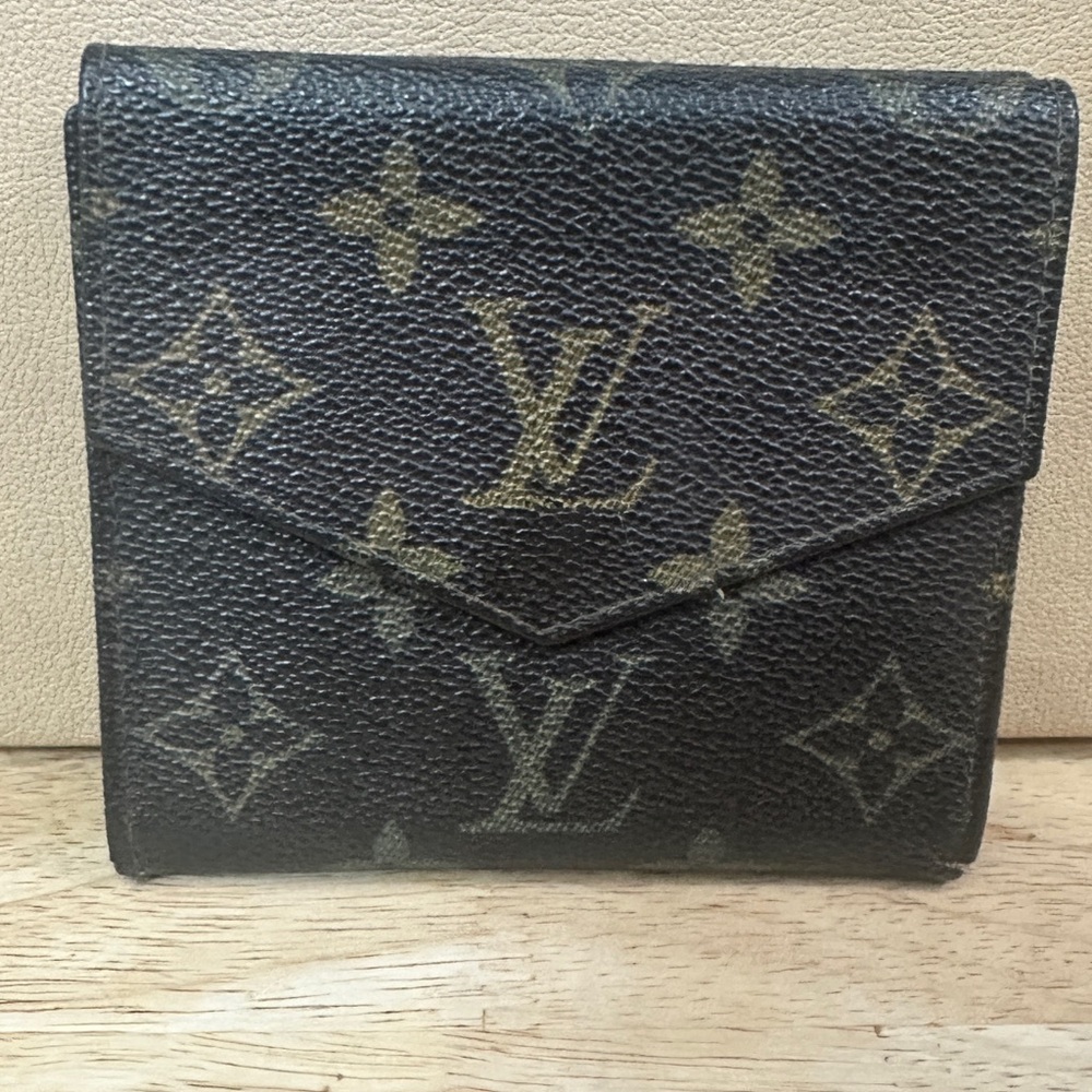 Louis Vuitton Black and Tan Monogram Envelope Wallet